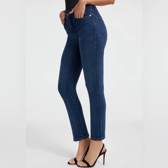 Good American Denim - Good American Good Waist Skinny Indigo 441 Jeans, adjustable waist,button/zip, 4